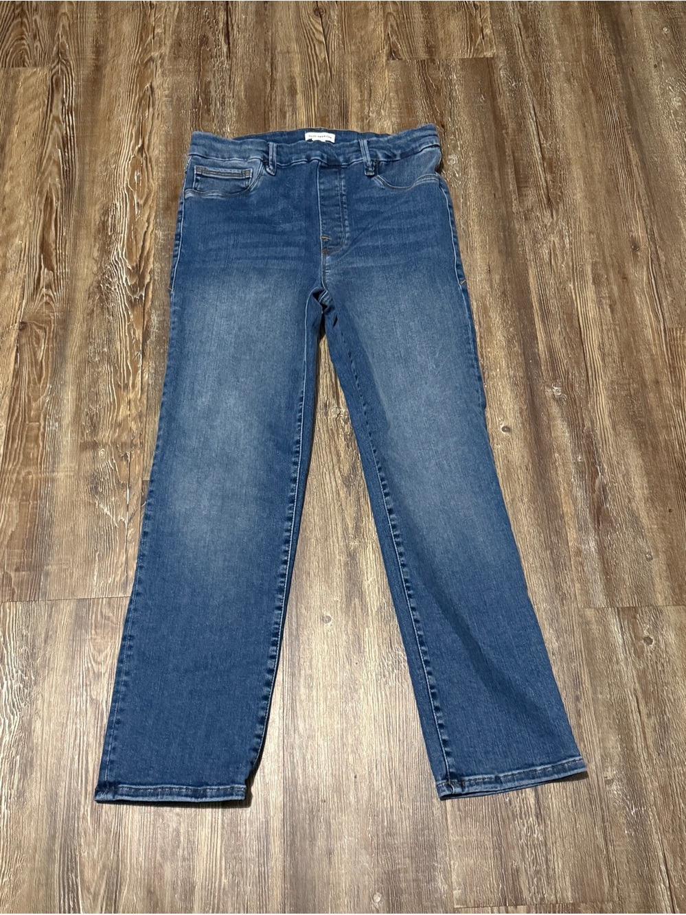 Good American Pull On Straight Leg Jeans Women's Large Stretchy Fit in Indigo